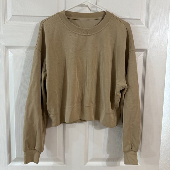 Lululemon Softstreme Perfectly Oversized Cropped Crew - Tan - Size 4 - Picture 4 of 6